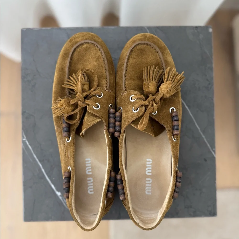 Miu Miu Suede Tassel Loafers - Picture 4 of 7